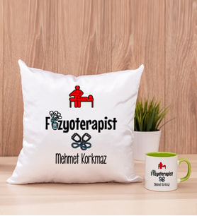 Fizyoterapist Kare Yastık ve Yeşil Kupa Bardak