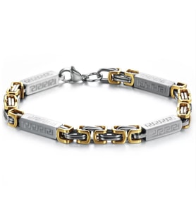 Chavin 6 mm. Kral ve Greek Desen Çelik Erkek Bileklik dg99sr