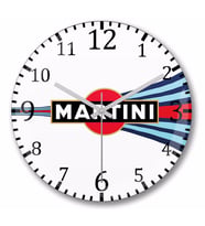 Martini Racing Curved Stripe  Duvar Saati Bombeli Gercek Cam