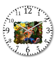 Crash Bandicoot Duvar Saati Bombeli Gercek Cam