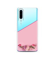 Kesik Çiçek Tasarımlı Süper Şeffaf Silikon Telefon Kılıfı Huawei P30  