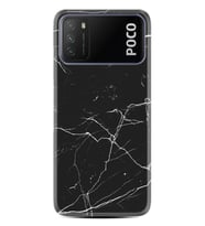 Kılıfland Xiaomi Poco M3 Kılıf Silikon Resimli Kapak Siyah Koyu Mermer Stok 1299