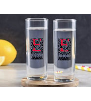 BK Gift Kişiye Özel Renkli Baskılı Harfli İkili Vodka Bardağı-7 (Beyaz)