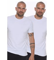 Ikili Set T8569 Dewberry Bisiklet Yaka Erkek T-Shırt-Beyaz-Beyaz (Çok Renkli)