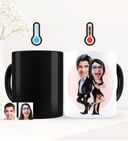 BK Gift Kişiye Özel Sevgililer Karikatürlü Sihirli Kupa Bardak - 6