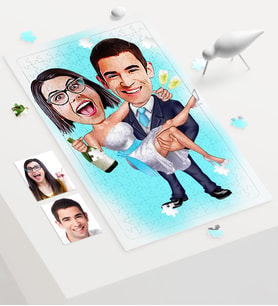 BK Gift Kişiye Özel Evleniyoruz Karikatür 240 Parça A3 Puzzle  4