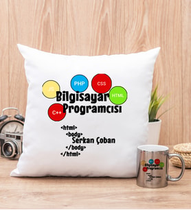 Bilgisayar Programcısı Yastık ve Silver Kupa Bardak