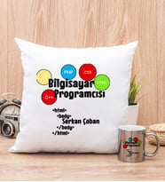 Bilgisayar Programcısı Yastık ve Silver Kupa Bardak