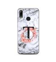 Mermer Çiçekli Harf Tasarım Süper Şeffaf Silikon Telefon Kılıfı Huawei PSmart 20