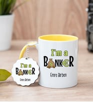 Bankacı Sarı Kupa Bardak Ve Anahtarlık Set