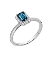 Sirius Pırlanta ve Emerald Kesim London Blue Topaz Yüzük 0731R0034