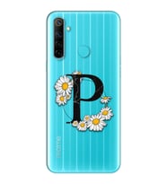 Papatya Harf Tasarım Süper Şeffaf Silikon Telefon Kılıfı Oppo Realmi 6i P-Harfi