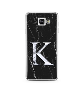 Samsung A3 (2016) Siyah Mermer Harf Tasarımlı Telefon Kılıfı K-Harfi 