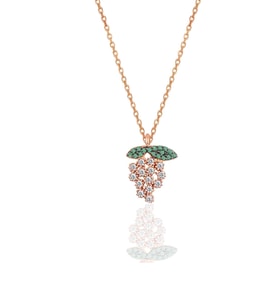 Söğütlü Silver Gümüş rose zirkon taşlı üzüm modeli kolye