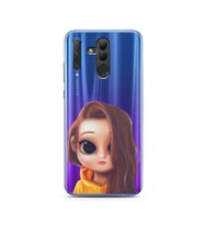 Kahve Saçlı Kız Tasarımlı Süper Şeffaf Silikon Telefon Kılıfı Huawei Honor 20 Li