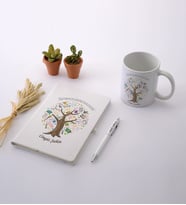 Öğretmenler Günün Kutlu Olsun Beyaz Defter Kalem Fotoğraflı Kupa Seti