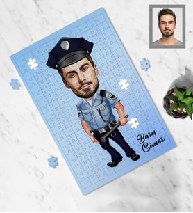 Kişiye Özel Polis Karikatürlü A4 99 Parça Puzzle Bay-4