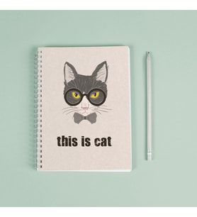 This is Cat Kedi Spiralli Telli 96 Yaprak Çizgisiz Defter PYTKDT0