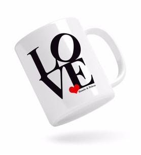 BK Gift Kişiye Özel Love Tasarımlı Beyaz Kupa Bardak-1