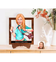 BK Gift Kişiye Özel Kadınlar Günü Dünyanın En Güzel Kadını Karikatürlü Ahşap Standlı 3D Biblo-37 (Beyaz)
