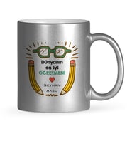 BK Gift Kişiye Özel Dünyanın En İyi Öğretmeni Gümüş Yaldızlı Kupa Bardak  22
