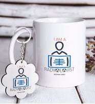 BK Gift Kişiye Özel Mesleki Radyolojist Beyaz Kupa ve Anahtarlık Hediye Seti (Model 1)