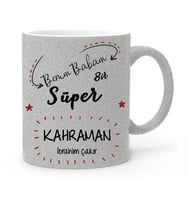 BK Gift Kişiye Özel Babalar Günü Temalı Gümüş Simli Kupa Bardak 17445