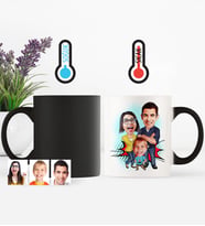 BK Gift Kişiye Özel Aile Karikatür Sihirli Kupa Bardak  1