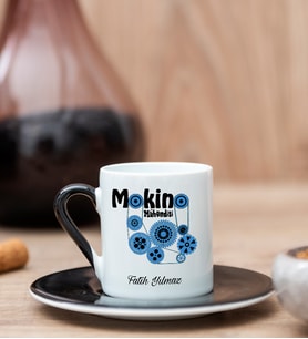 Makine Mühendisi Siyah Türk Kahvesi Fincanı