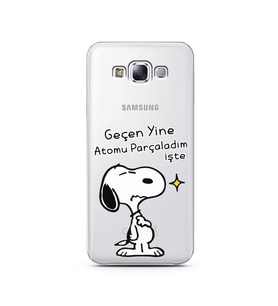 Snoopy Tasarımlı Süper Şeffaf Silikon Telefon Kılıfı Samsung E7