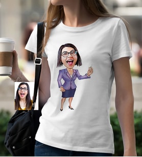 BK Gift Kişiye Özel Bayan Öğretmen Karikatür Beyaz Tişört  1