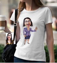 BK Gift Kişiye Özel Bayan Öğretmen Karikatür Beyaz Tişört  1