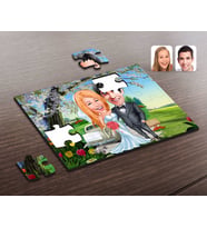 BK Gift Kişiye Özel Evleniyoruz Karikatürlü Ahşap Puzzle-1