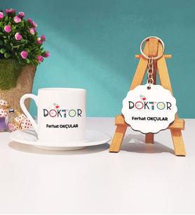 Doktor Hediye Türk Kahvesi Fincanı ve Anahtarlık Hediye Seti