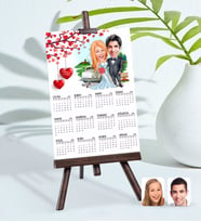 BK Gift Kişiye Özel 15x21 cm Fotoğraf Kartlı Evleniyoruz Karikatürlü Şövaleli 2024 Takvim -1 (Beyaz)