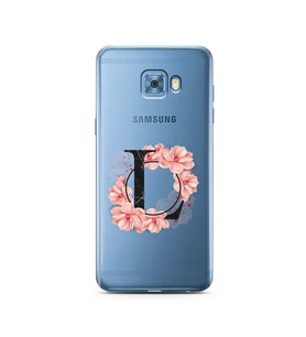 Pembe Çiçekli Harf Tasarım Süper Şeffaf Silikon Telefon Kılıfı Samsung C5 Pro   