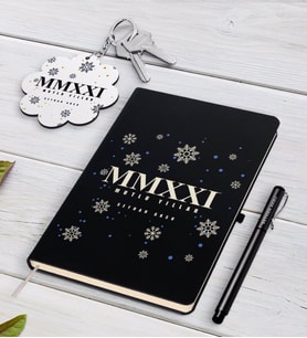 BK Gift Kişiye Özel 2024 Mutlu Yıllar Siyah Defter Kalem ve Anahtarlık Hediye Seti-14 (Model 1)
