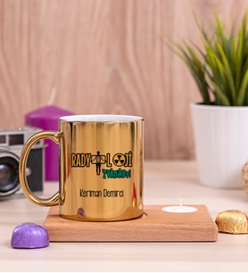 Radyoloji Teknikeri Ahşap Altlıklı Mumlu Gold Kupa Bardak