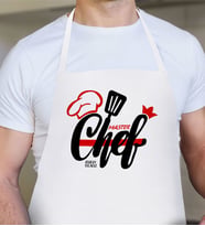 BK Gift Kişiye Özel Chef Erkek Beyaz Mutfak Önlüğü  3
