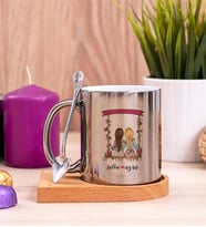 Best Friends Salıncak Tasarım Ahşap Altlıklı Silver Kupa Bardak