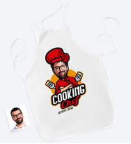 BK Gift Kişiye Özel Bay Chef Karikatürlü Mutfak Önlüğü-11 (Beyaz)