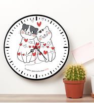 Sevgiliye Hediye Kedi Tasarımlı Duvar Saati