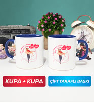 İkili Sevgiliye Sevgililer Günü Hediyesi 2 Kupa Bardak Lacivert