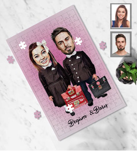 Kişiye Özel Seksenler Siyah Önlük Karikatürlü A4 99 Parça Puzzle Sevgili-1