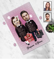 Kişiye Özel Seksenler Siyah Önlük Karikatürlü A4 99 Parça Puzzle Sevgili-1