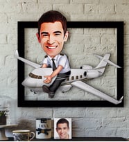 BK Gift Kişiye Özel Bay Kaptan Pilot Karikatürlü 3D Ahşap Tablo