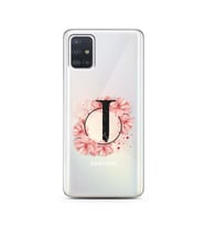 Pembe Çiçekli Harf Tasarım Süper Şeffaf Silikon Telefon Kılıfı Samsung A51 J-Har