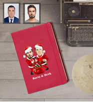 Kişiye Özel Yılbaşı Arkadaş Karikatürlü Kırmızı Defter Model-1