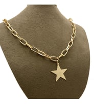 Altın Kaplama Kalın Zincirli Bayan Yıldız Kolye bbk17 (Sarı)