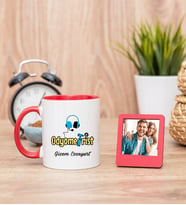 Odyometrist Kırmızı Kupa Bardak ve Kırmızı Mini Fotoğraf Çerçevesi